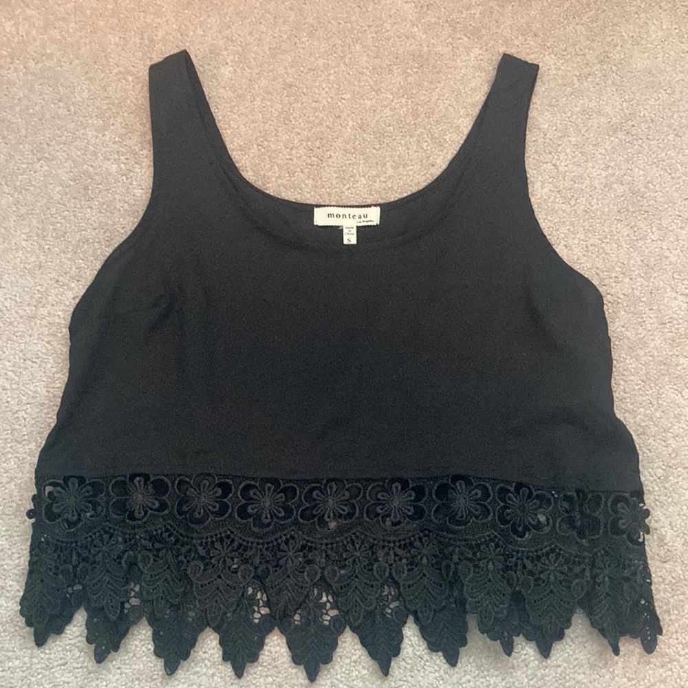 Black tank top with lace details